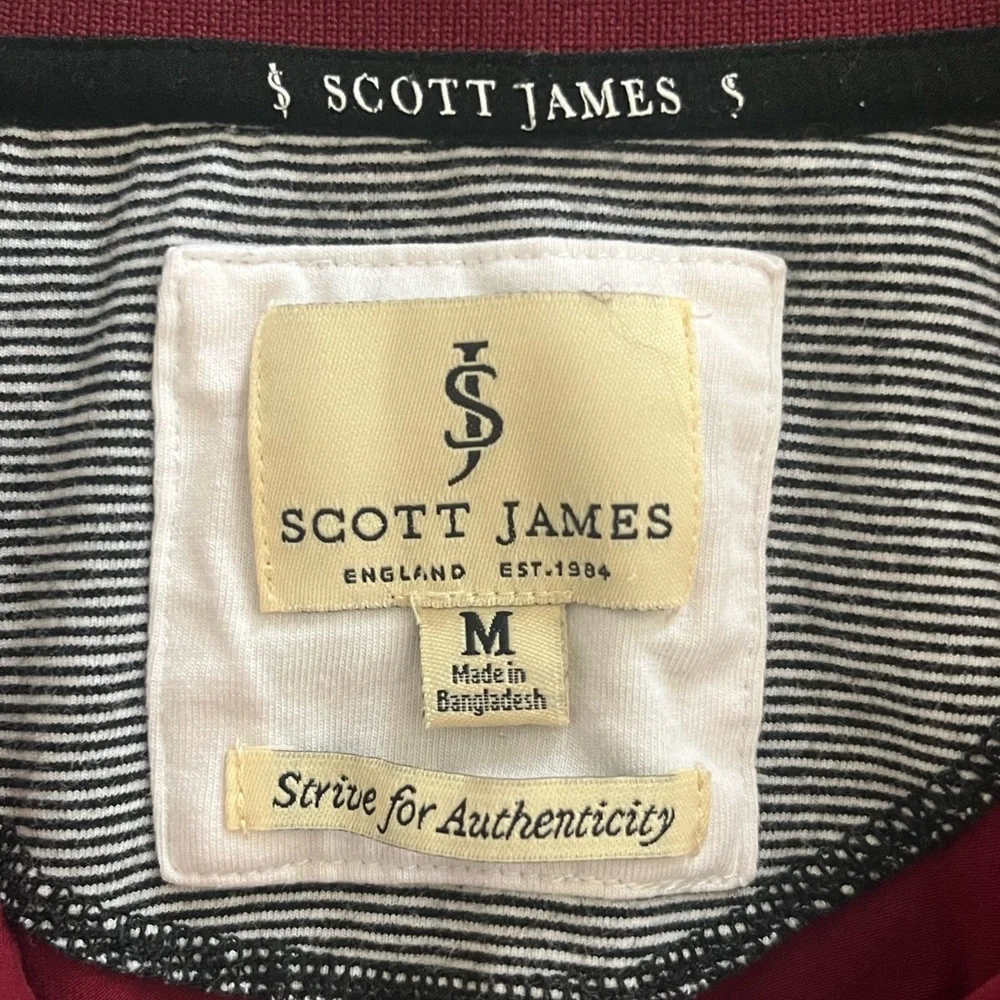 Scott James polo men shirt burgundy and yellow shirt sleeves medium - Picture 4 of 4